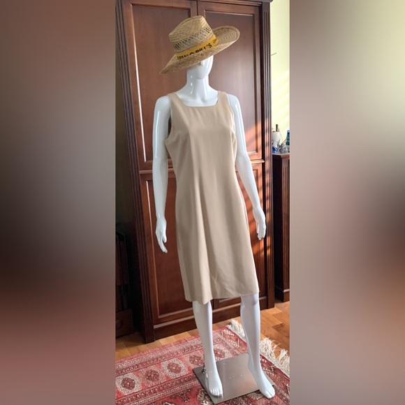 Beymen Natural tan color 48% wool blend sleeveless dress at knee Eu 42 US 10 - Picture 3 of 15